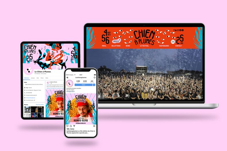 Identité visuelle illustration affiche Chien à Plumes - édition 2023